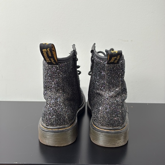 Dr. Martens Kids Lace up Zipper Boots Chunky Glitter 1460 Black Purple Pink US3 - Picture 6 of 9